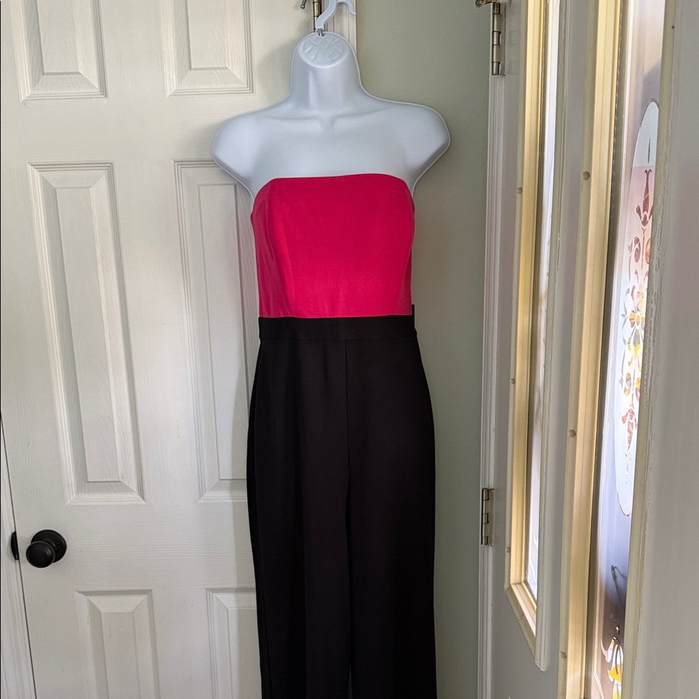 White House Black Market Strapless Pink and Black Dress